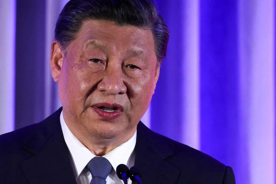 Chinese President Xi Jinping speaks at an event on the sidelines of the Asia-Pacific Economic Cooperation (APEC) summit in San Francisco, California, U.S., November 15, 2023.  REUTERS/Carlos Barria/Pool/File Photo