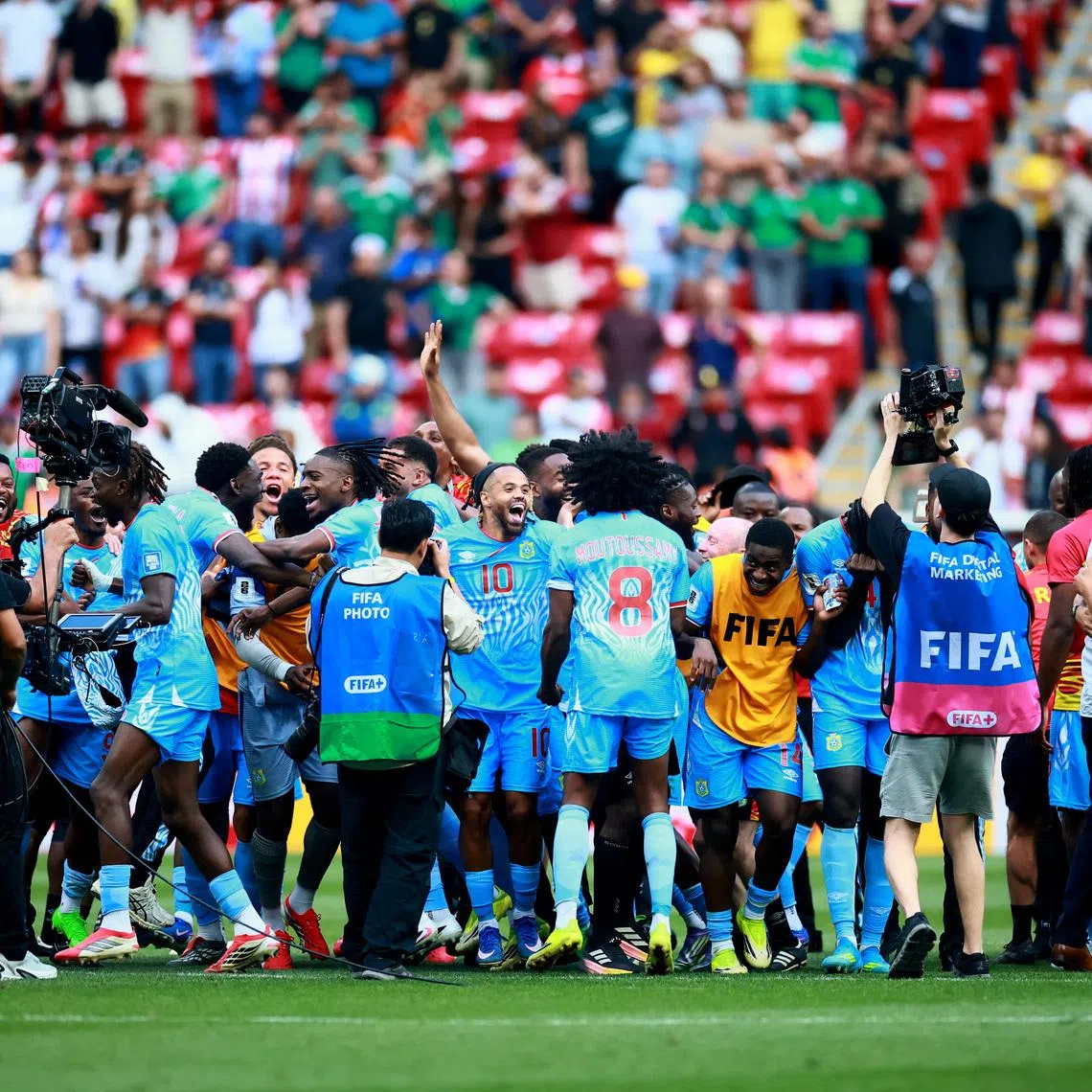 Soccer Football - FIFA World Cup - Inter-Confederation Playoffs - Final - DR Congo v Jamaica - Estadio Guadalajara, Guadalajara, Mexico - March 31, 2026 DR Congo players celebrate qualifying for the FIFA World Cup REUTERS/Eloisa Sanchez