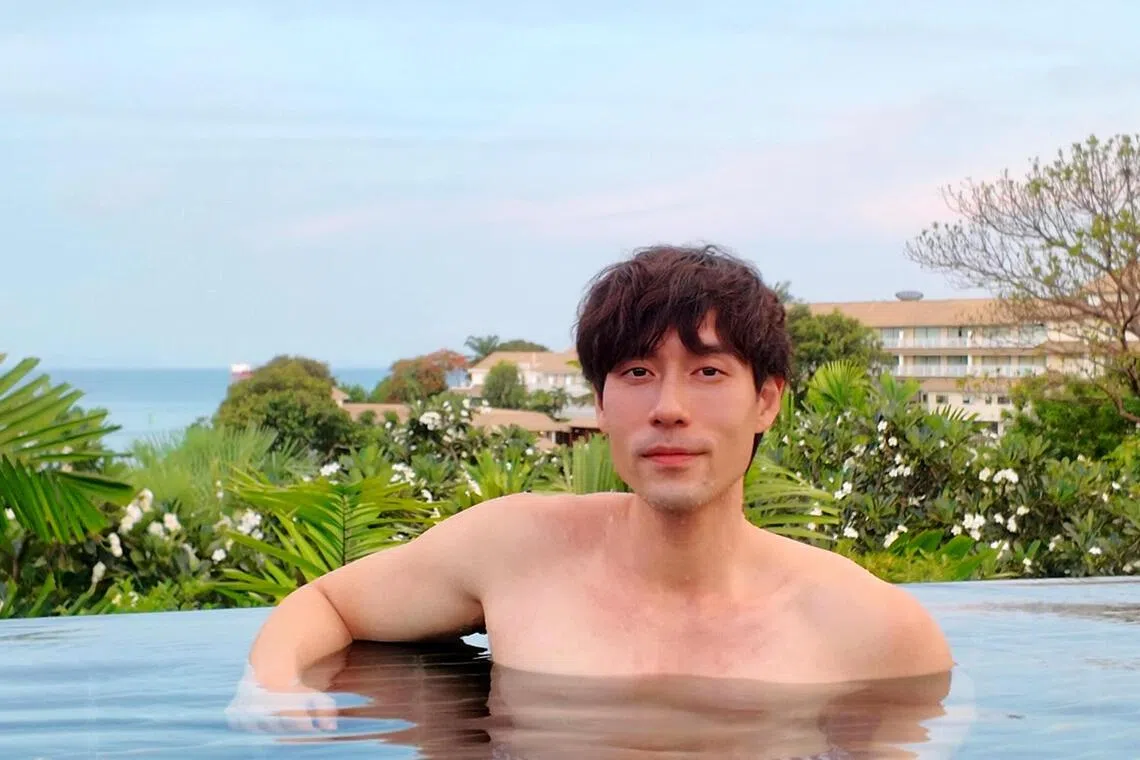 Actor James Seah in his villa's private outdoor pool at the Amatara Welleisure Resort in Phuket, Thailand, in June 2025.