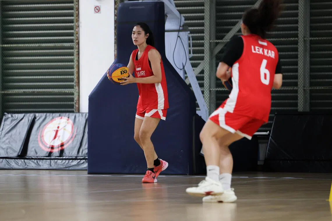 Matilda Lai training with the national 3x3 team in preparation for the FIBA 3x3 Women’s Series Singapore stop which tips off at *SCAPE on Aug 13.