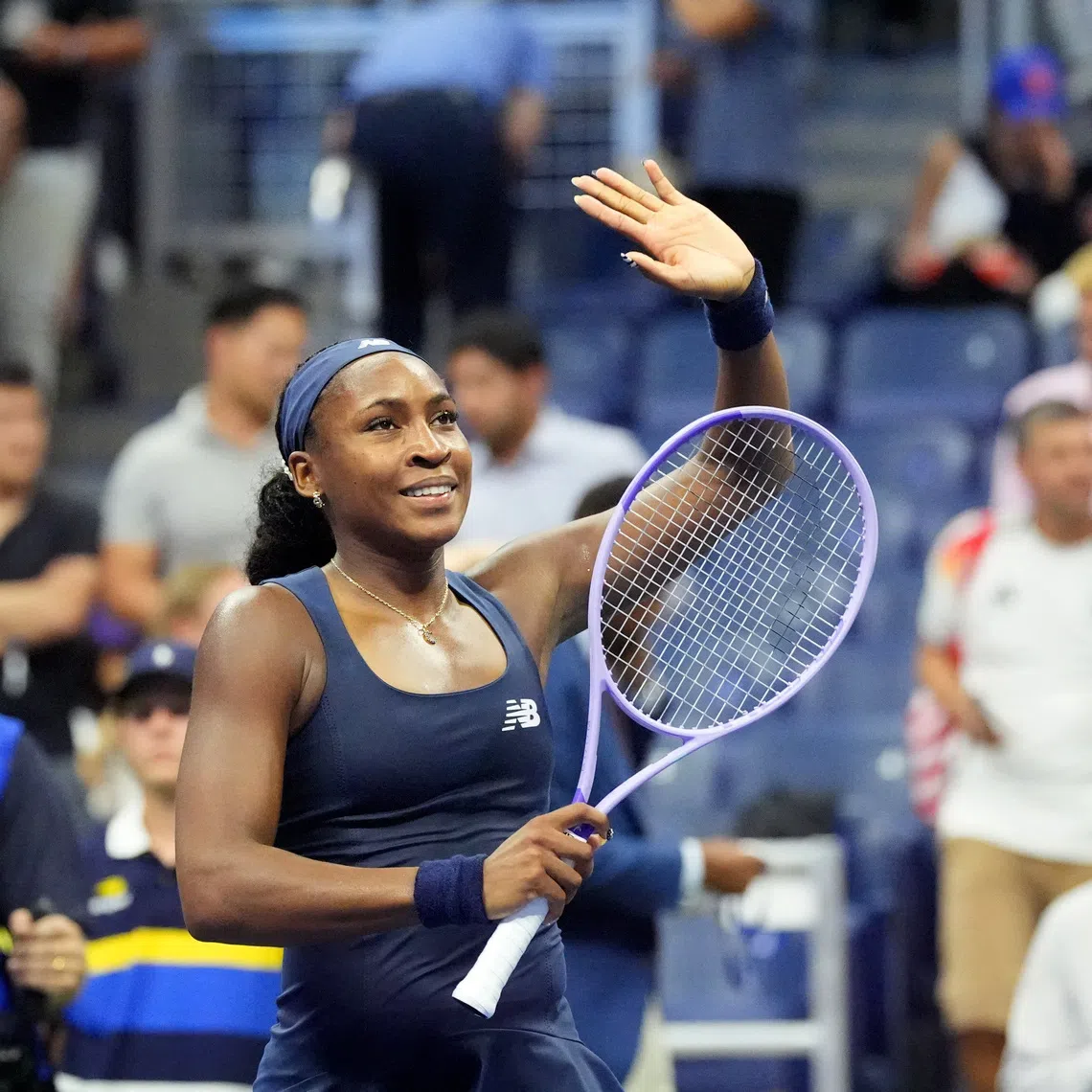 Tennis - U.S. Open - Flushing Meadows, New York, United States - September 1, 2026 Coco Gauff of the U.S. celebrates after winning her first round match against Turkey's Zeynep Sonmez IMAGN IMAGES via Reuters/Robert Deutsch