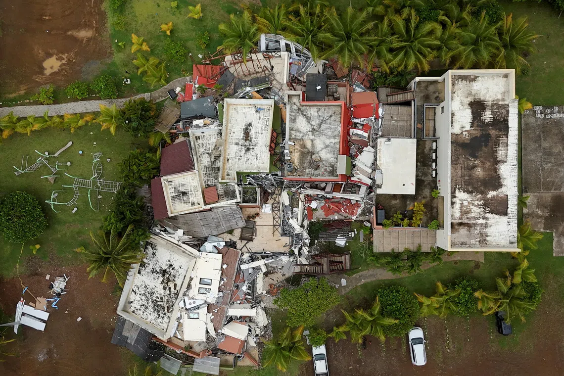 A hotel with sections collapsed following an earthquake that struck near Panama’s southern coast, on Oct 11.