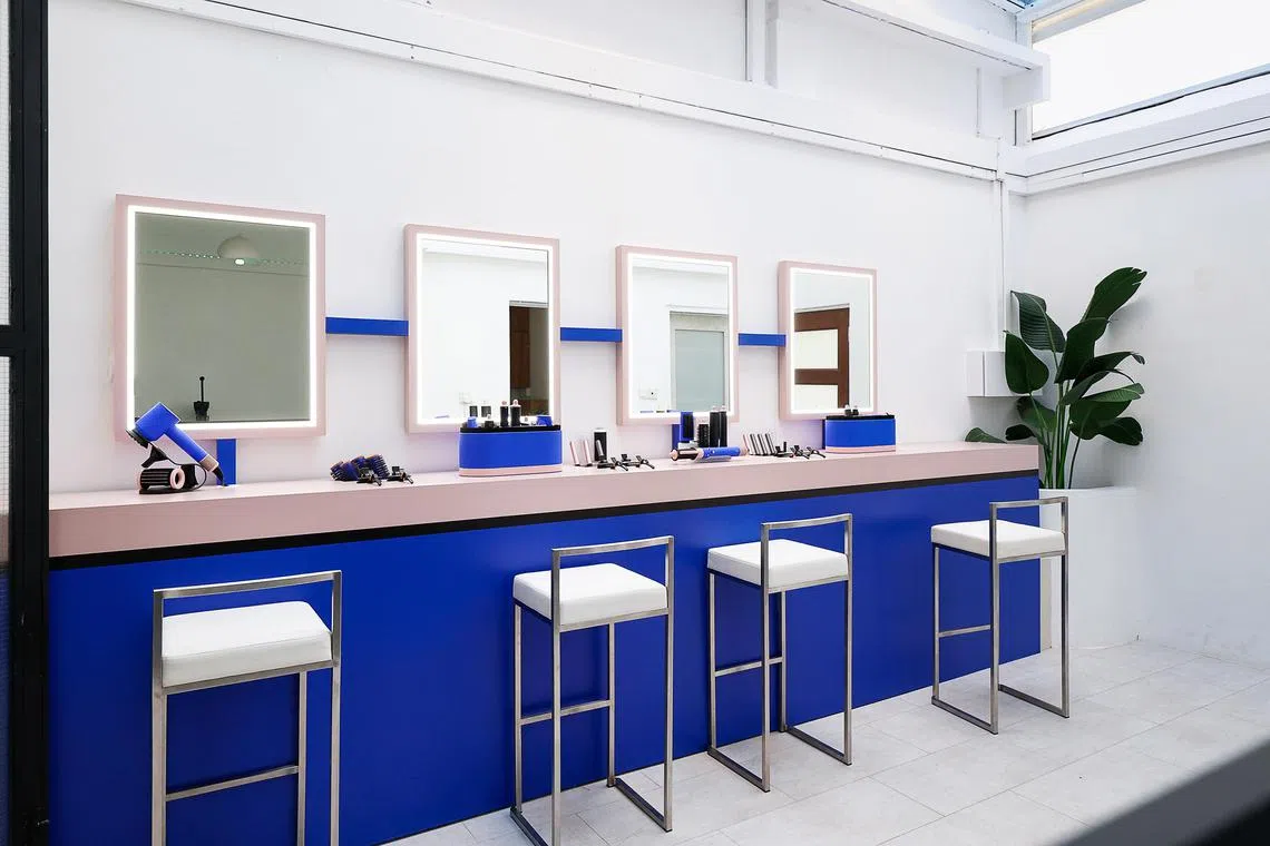 Dyson Holiday Beauty Lab Blue Blush Styling Stations.