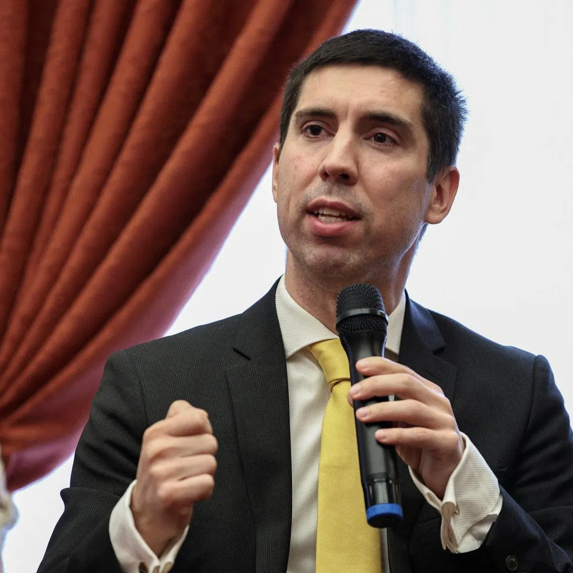 Moldova's Foreign Minister Mihai Popsoi speaks during a press conference, as foreign ministers and officials of Nordic-Baltic Cooperation (NB8) visit Moldova ahead of the country's upcoming presidential election and a referendum on future European Union membership, in Chisinau, Moldova October 15, 2024. REUTERS/Vladislav Culiomza