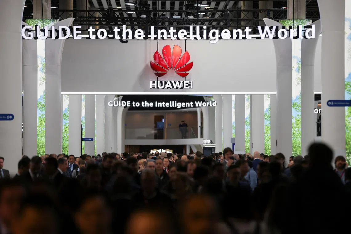 Huawei occupied roughly three-quarters of the 14,000 sq m Hall One at the Mobile World Congress in Barcelona.
