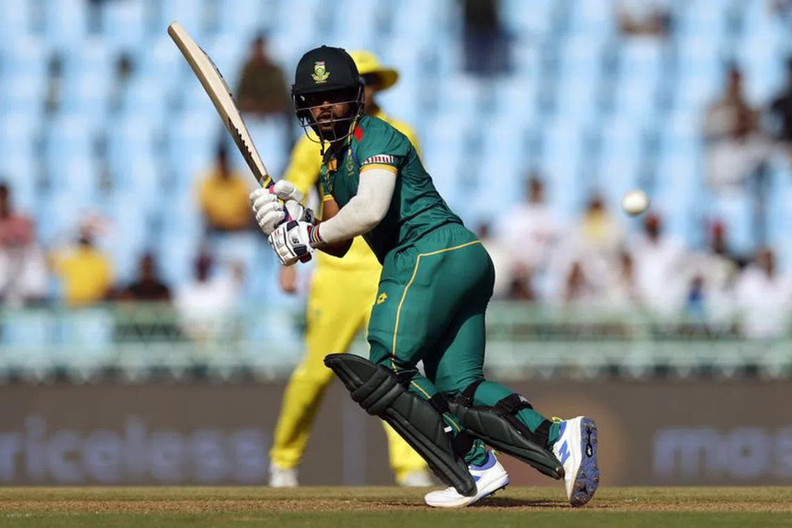 FILE PHOTO-Cricket - ICC Cricket World Cup 2023 - Australia v South Africa - Bharat Ratna Shri Atal Bihari Vajpayee Ekana Cricket Stadium, Lucknow, India - October 12, 2023 South Africa's Temba Bavuma in action REUTERS/Adnan Abidi/File Photo