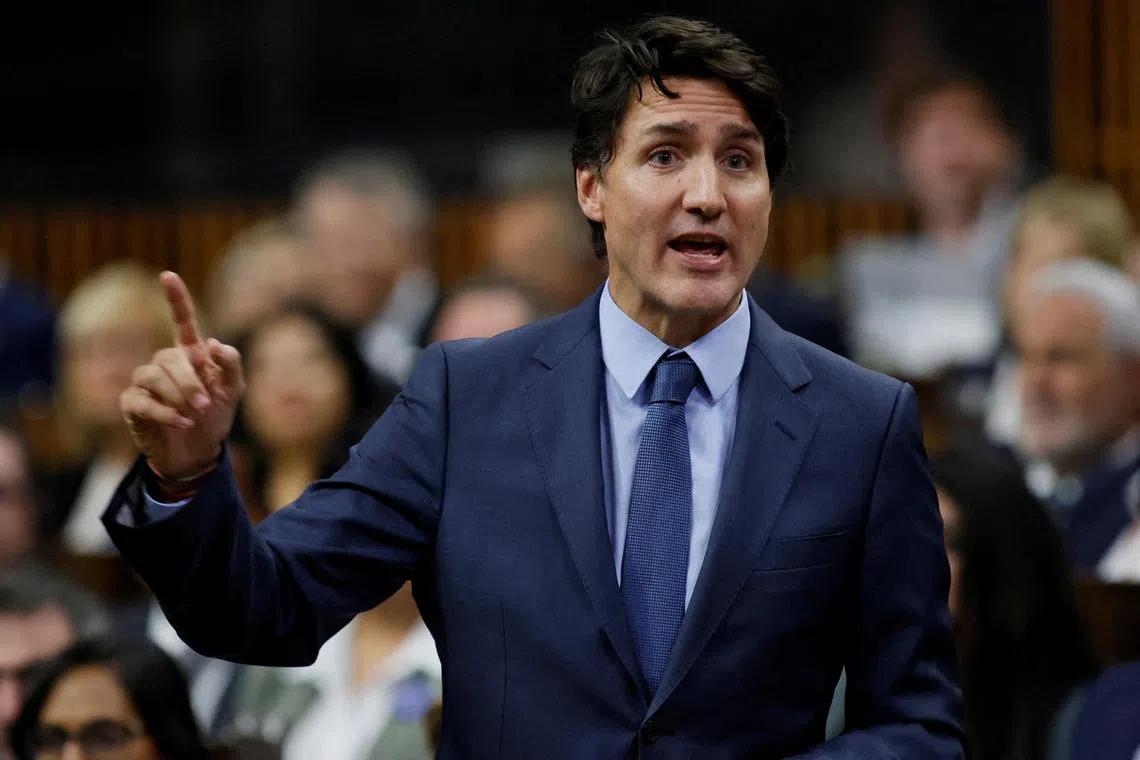 Canada's Prime Minister Justin Trudeau speaks during Question Period in the House of Commons on Parliament Hill in Ottawa on Sept 25.