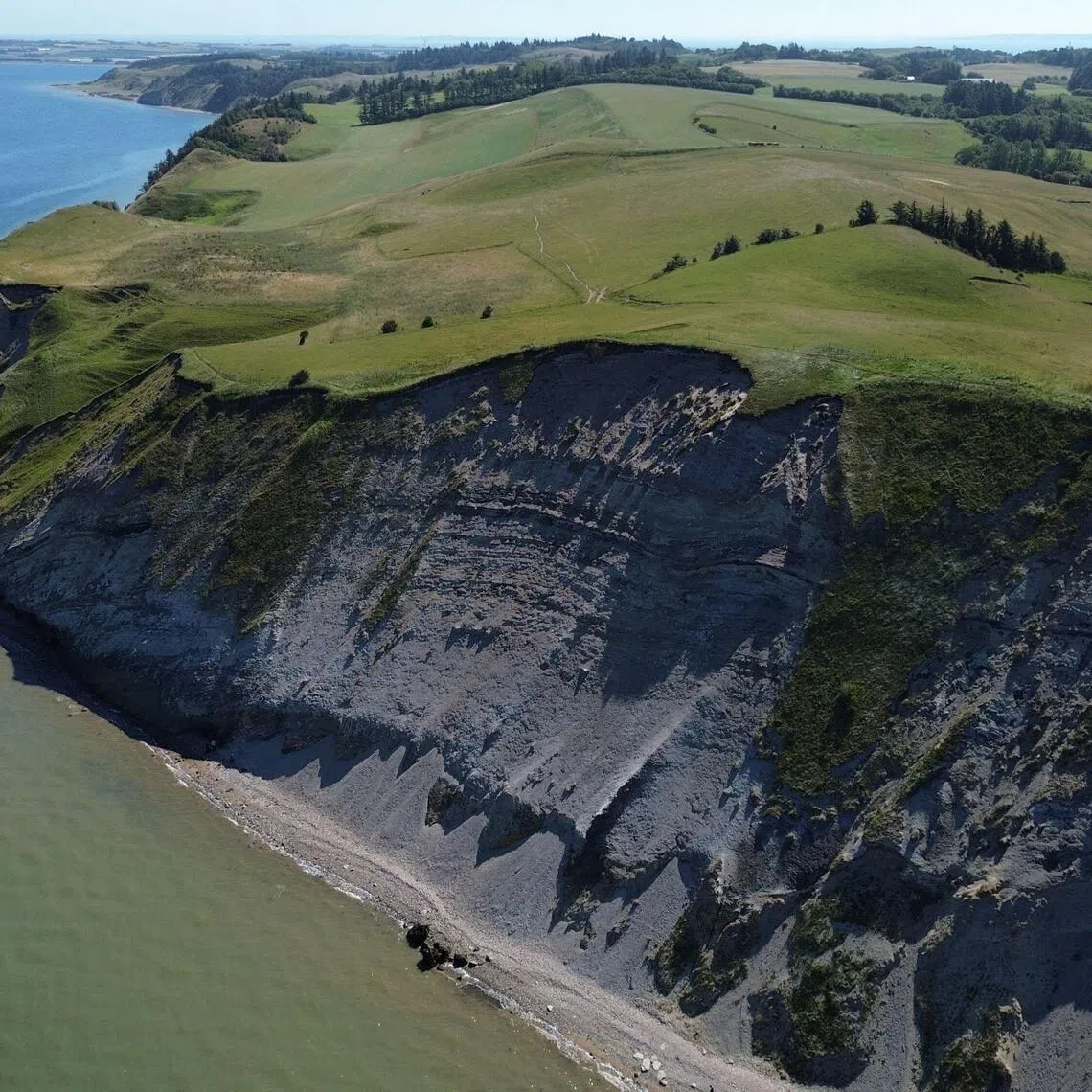 The Hanklit cliff overlooking Limfjord on the Danish island of Mors, Denmark.