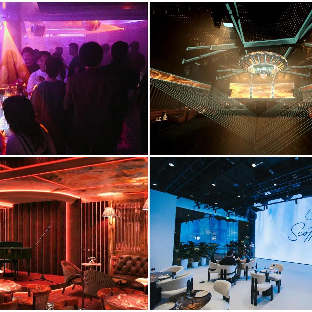 (Clockwise from top left) New bar-restaurant Milli, the new Zouk Mainroom, newly opened bar-restaurant 67 on Scotts, and nightclub Lulu's Lounge.
