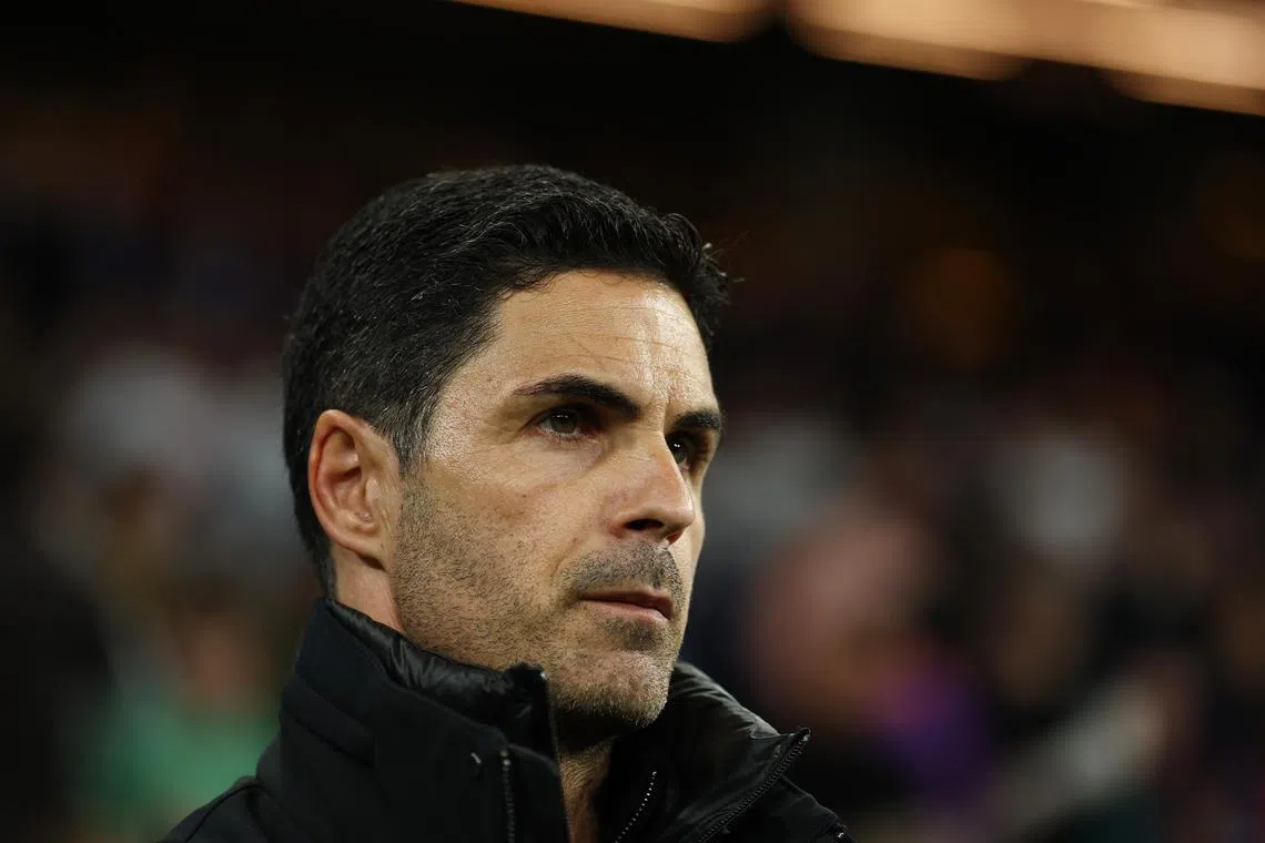FILE PHOTO: Soccer Football - Champions League - Quarter Final - Second Leg - Real Madrid v Arsenal - Santiago Bernabeu, Madrid, Spain - April 16, 2025 Arsenal manager Mikel Arteta before the match Action Images via Reuters/Lee Smith/File Photo