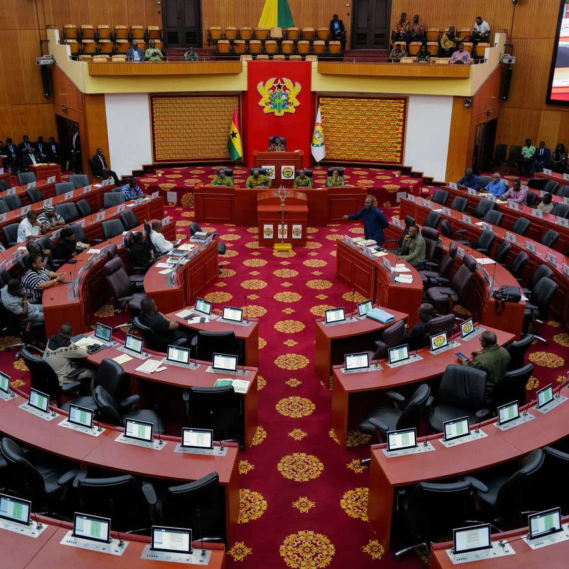 Ghanaian lawmakers attend a parliamentary session on the Human Sexual Rights and Family Values Bill in Accra, Ghana, May 29, 2026. REUTERS/Francis Kokoroko