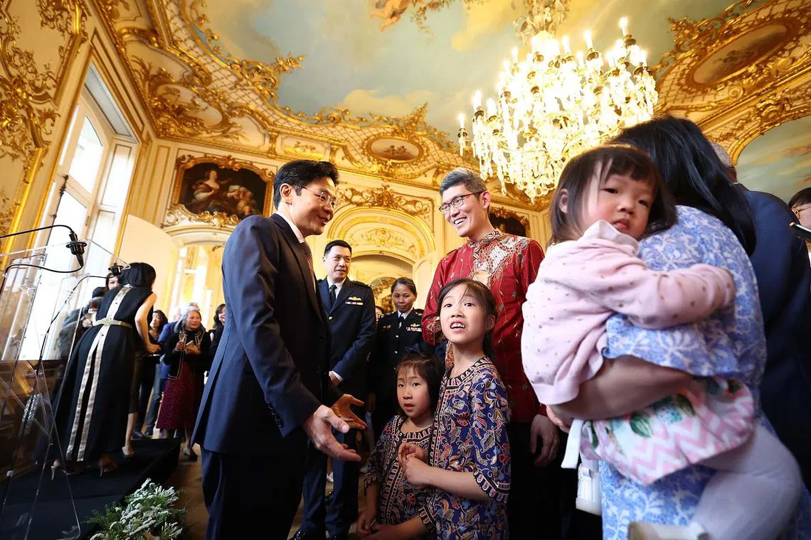 DPM Lawrence Wong at a reception with overseas Singaporeans at Hotel le Marois, in Paris, France on April 11, 2024. 