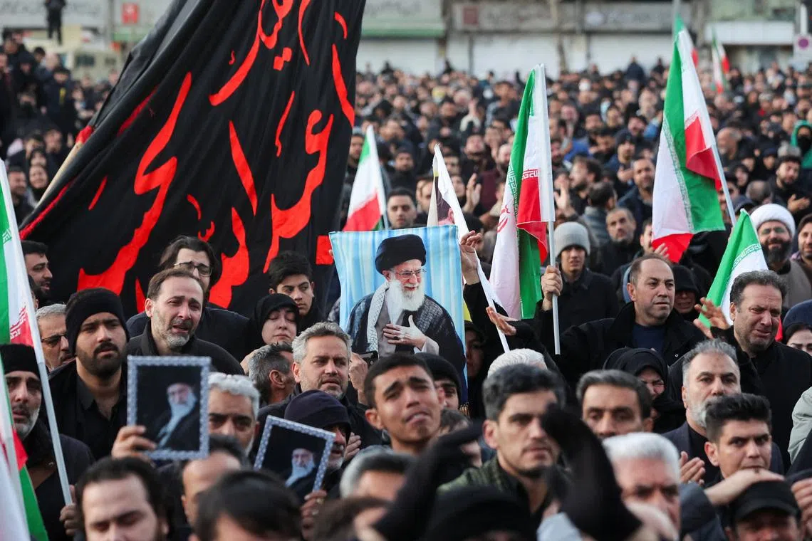 People react as they gather at the Enghelab Square, after Iran's Supreme Leader Ayatollah Ali Khamenei was killed in Israeli and U.S. strikes on Saturday, in Tehran, Iran, March 1, 2026. Majid Asgaripour/WANA (West Asia News Agency) via REUTERS