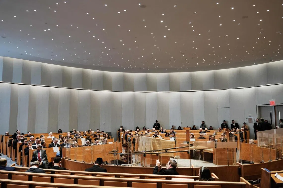 Jewish leaders and politicians attend a conference addressing anti-Semitism at Manhattan's Lincoln Square Synagogue on Dec 12.