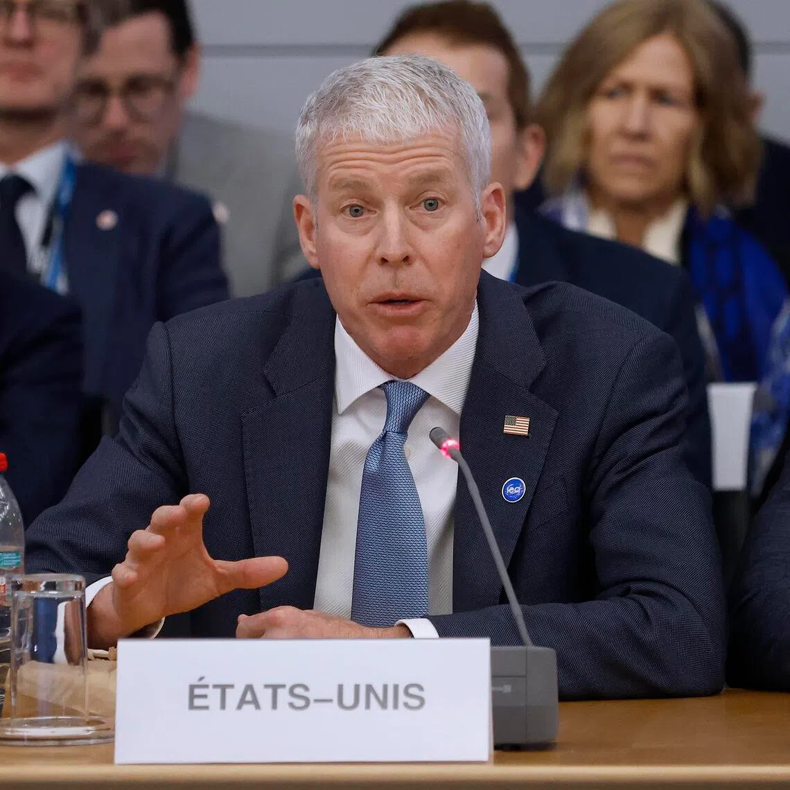 US Energy Secretary Chris Wright delivers a speech during the IEA Ministerial Meeting at the OECD in Paris, France, on Feb 18, 2026.