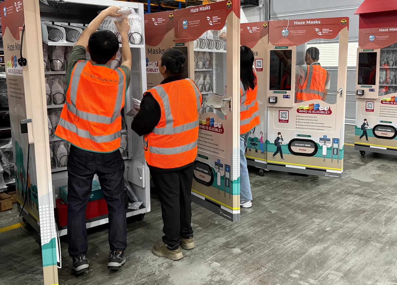 Vending machines for N95 masks being prepared.