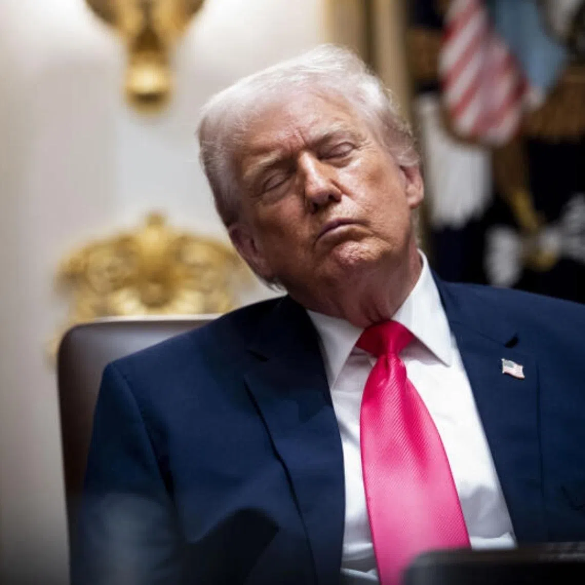 US President Donald Trump appeared to be fighting sleep during a cabinet meeting in December, closing his eyes and at times seeming to nod off.