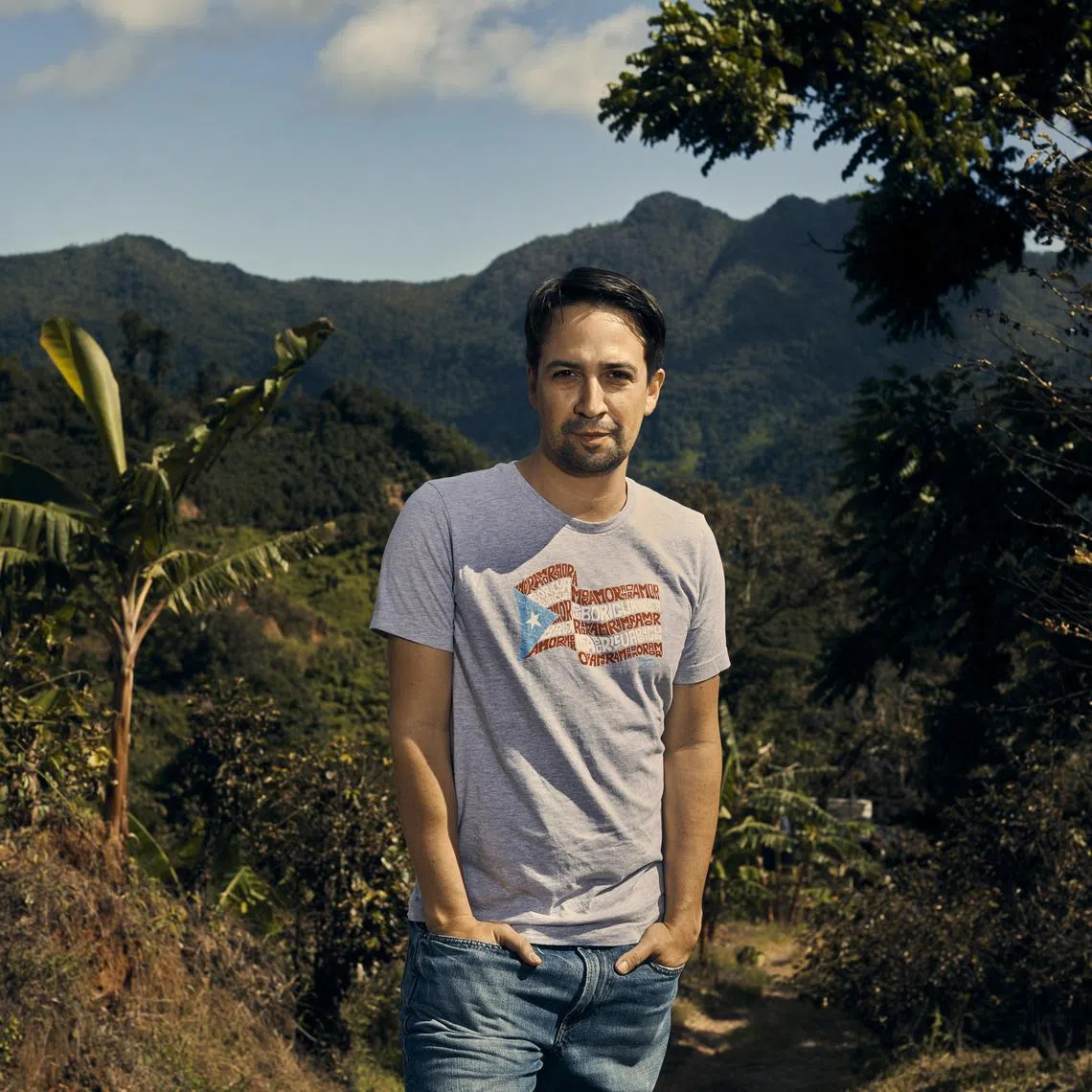 Songwriter-actor-director Lin-Manuel Miranda on a coffee farm that benefits from his philanthropic efforts, in Jayuya, Puerto Rico, in a 2018 file photograph. 