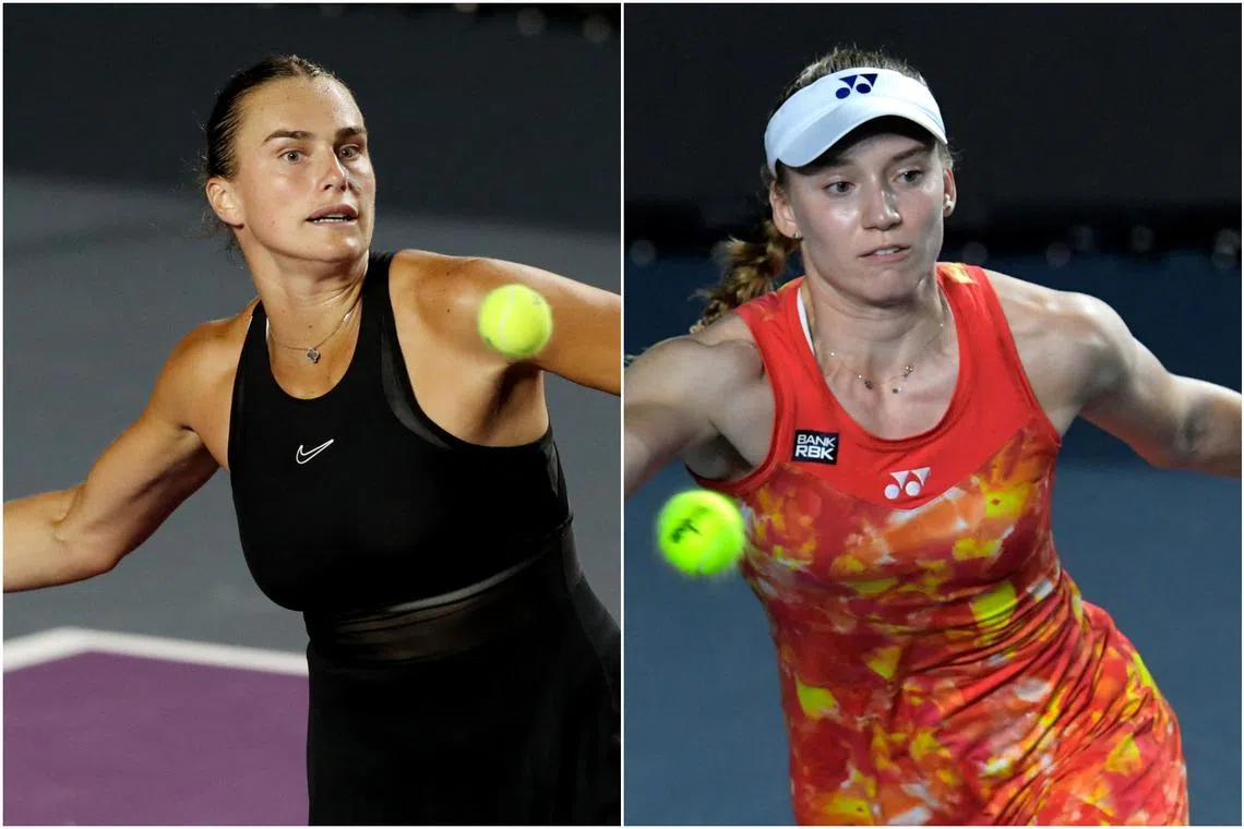 2022 Wimbledon champion Elena Rybakina (right) lost to Aryna Sabalenka in the 2023 Melbourne final. 