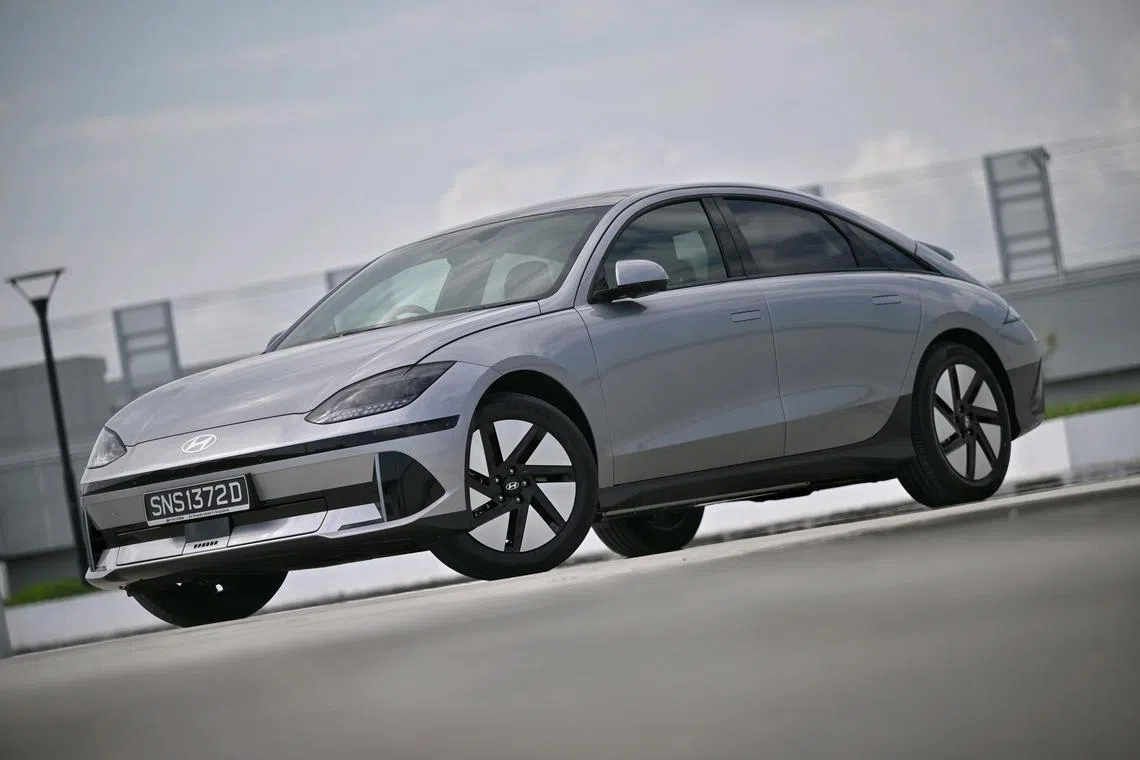 Interior and exterior of the Singapore-assembled, Hyundai Ioniq 6 (Category A), on Aug 7, 2024.