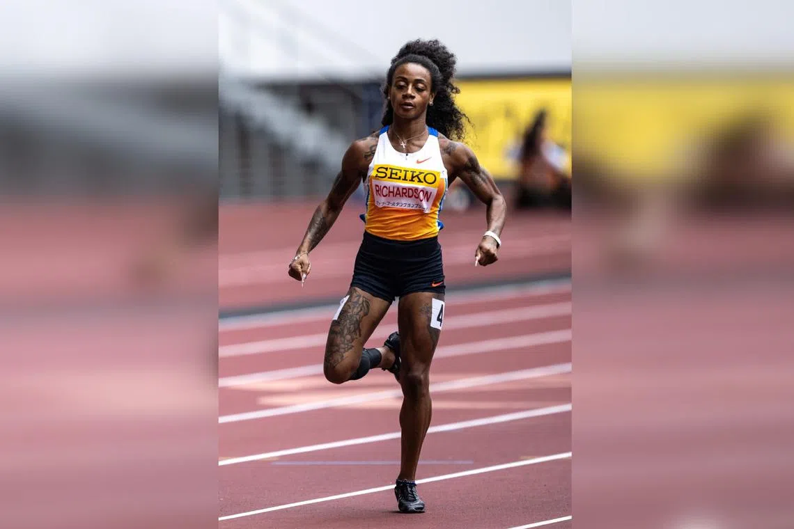 The United States' Sha'Carri Richardson competing in the women's 100m during the Golden Grand Prix Japan at the National Stadium in Tokyo on May 18.