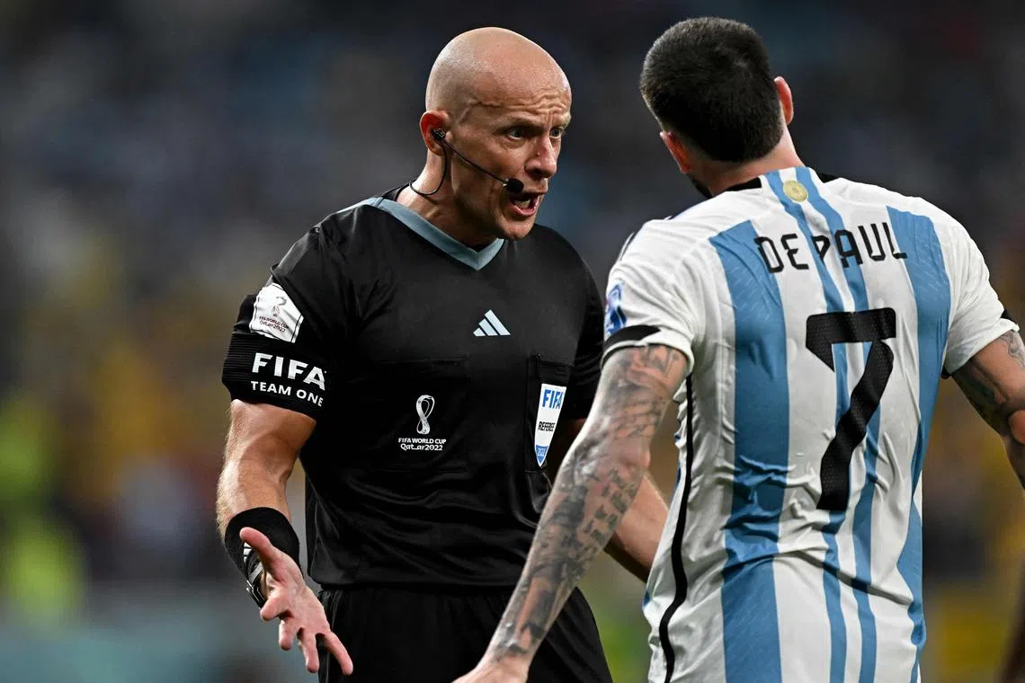 Polish referee Szymon Marciniak during the World Cup last-16 match between Argentina and Australia.