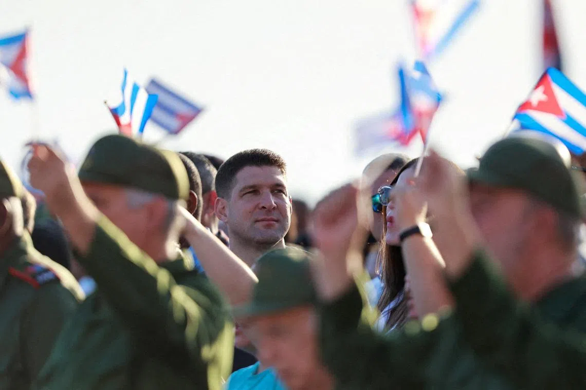 Raul Guillermo Rodriguez Castro, known as \"El Cangrejo”, grandson of former President Raul Castro, attends a pro-government rally called by Cuban authorities to protest U.S. policies toward the island, including the indictment of the former president, in Havana, Cuba, May 22, 2026. REUTERS/Norlys Perez