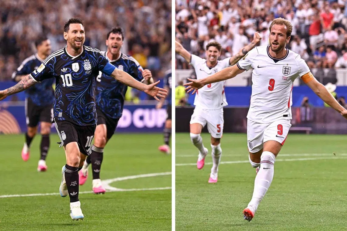 England’s Harry Kane (right) and Argentina’s Lionel Messi are key players in their respective sides.