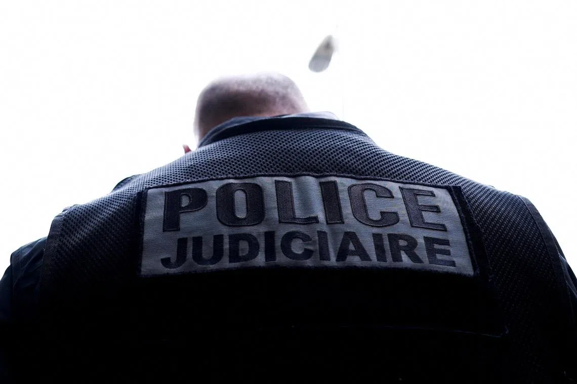 A member of judicial police stands in Marseille, France, Feb 24, 2025.