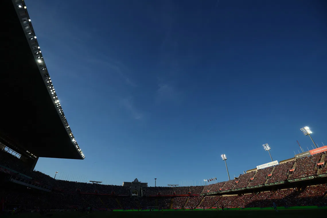 Soccer Football - LaLiga - FC Barcelona v Villarreal - Estadi Olimpic Lluis Companys, Barcelona, Spain - May 18, 2025   General view during the match REUTERS/Albert Gea