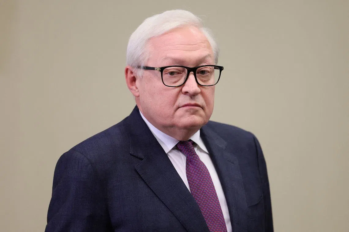 FILE PHOTO: Russian Deputy Foreign Minister Sergei Ryabkov attends a meeting chaired by Russian President Vladimir Putin on operational issues,  at the Novo-Ogaryovo state residence outside Moscow, Russia October 16, 2023. Sputnik/Gavriil Grigorov/Pool via REUTERS/File Photo