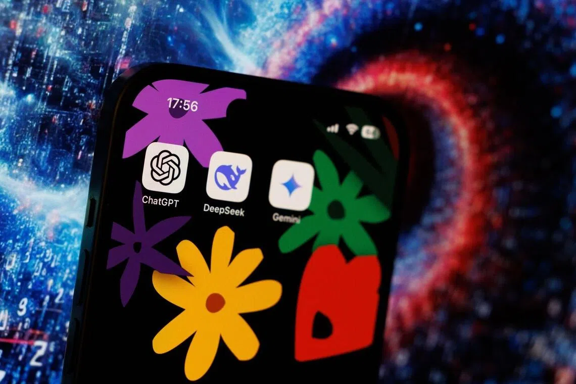 Artificial intelligence mobile app icons for DeepSeek, ChatGPT and Google Gemini arranged in Riga, Latvia, on Monday, Jan. 27, 2025. Chinese artificial intelligence startup DeepSeek rocked global technology stocks Monday, raising questions over America’s technological dominance. Photographer: Andrey Rudakov/Bloomberg