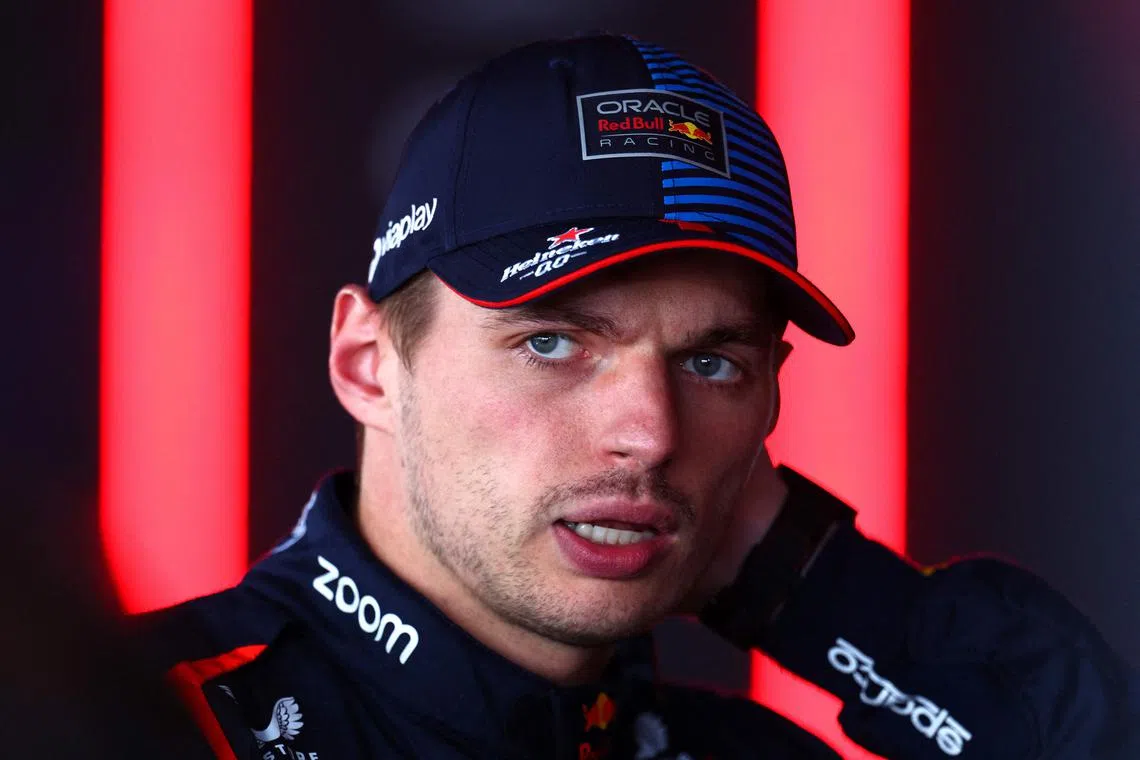 Red Bull's second-placed qualifier Max Verstappen of the Netherlands speaking to the media on June 8, after qualifying ahead of the Formula One Grand Prix of Canada at Circuit Gilles Villeneuve.