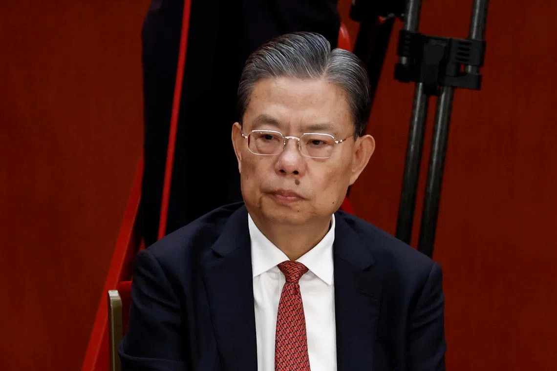 Politburo Standing Committee member Zhao Leji attends the opening ceremony of the 20th National Congress of the Communist Party of China, at the Great Hall of the People in Beijing, China October 16, 2022. REUTERS/Thomas Peter/File Photo