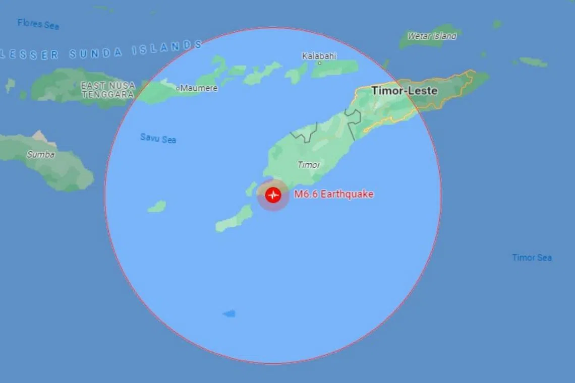 The quake struck at a depth of 36.1km on the west of Timor island near the city of Kupang, according to the US Geological Survey.