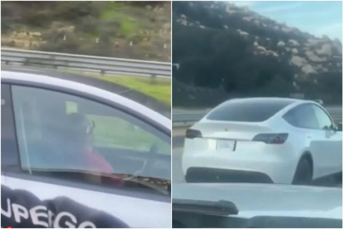 The 41-second clip shows the woman in the driver’s seat slumped to the right as someone off-camera criticises her behaviour.