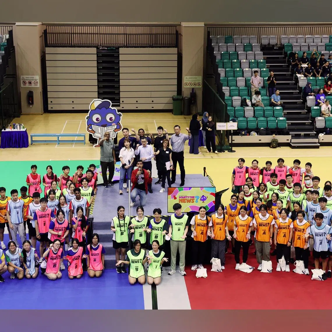 Judges and contestants at the semi-finals of ST’s quiz competition What’s The News? at Our Tampines Hub on May 21.