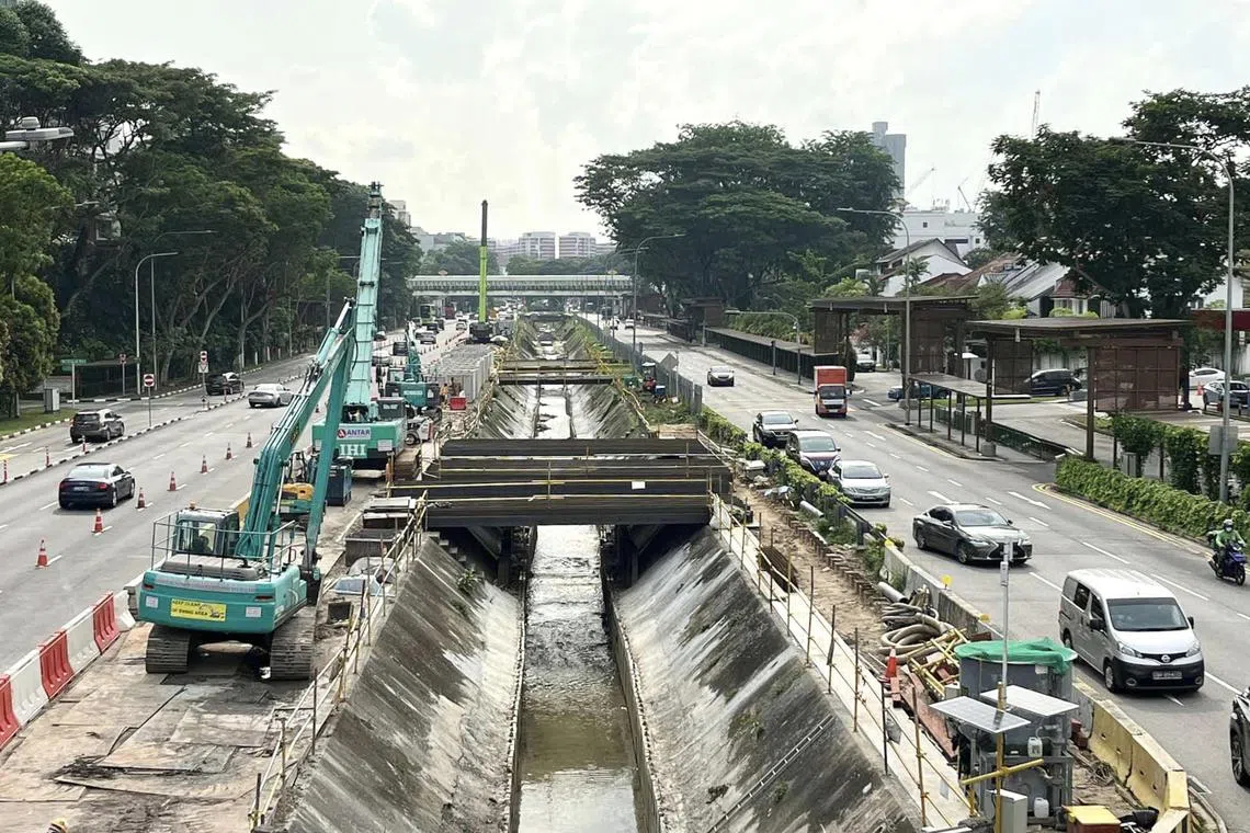 PUB started work in 2019 to widen and deepen the stretch of Bukit Timah Canal to increase its rainwater capacity by 30 per cent.