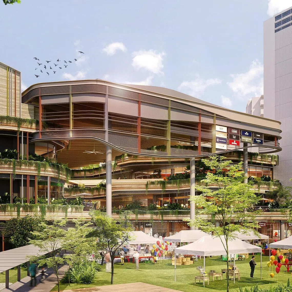 aztengah06 - (#1): Artist's impression of the Parc Point neighbourhood centre in Tengah, which will open in the first quarter of 2026. 

Credit: HDB