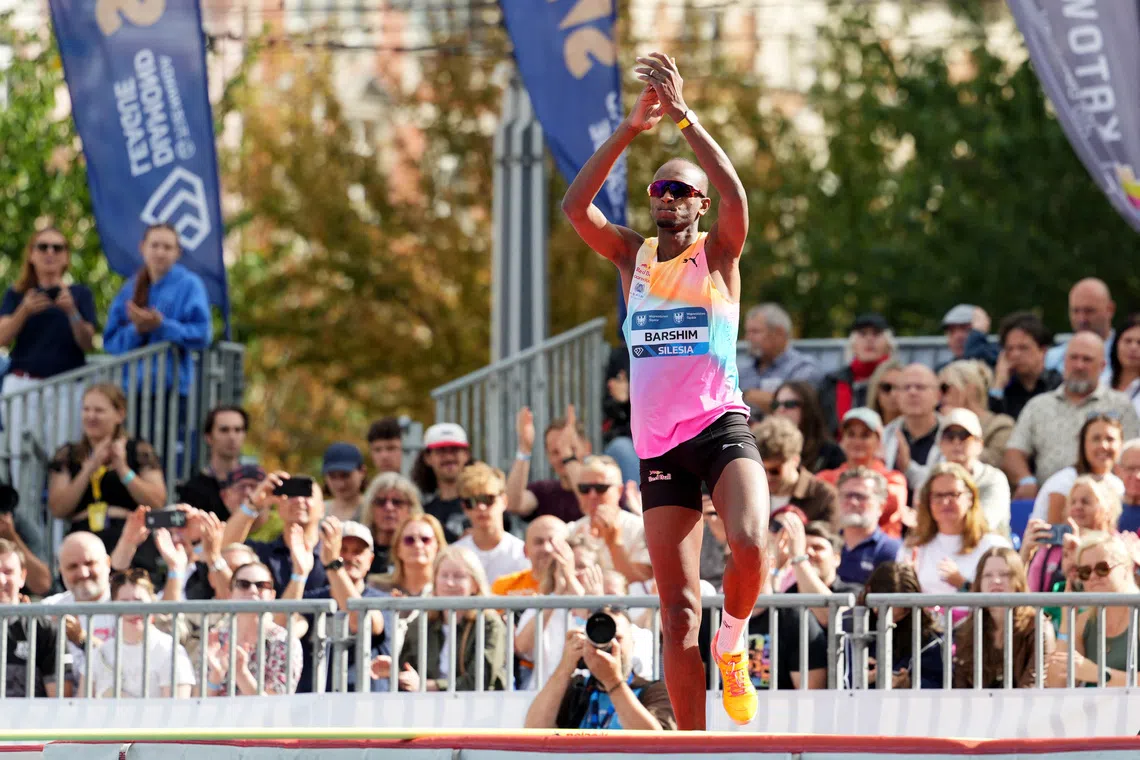 Athletics - Diamond League - Silesia - Silesian Stadium, Chorzow, Poland - August 22, 2026 Qatar's Mutaz Essa Barshim reacts during the men's high jump final REUTERS/Aleksandra Szmigiel