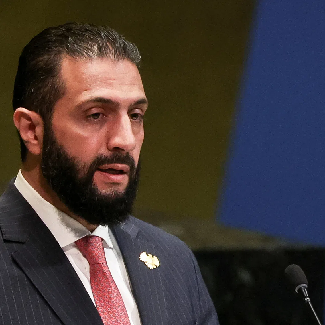 Syria's President Ahmed al-Sharaa addresses the 80th United Nations General Assembly (UNGA) at the U.N. headquarters in New York, U.S., September 24, 2025. REUTERS/Shannon Stapleton
