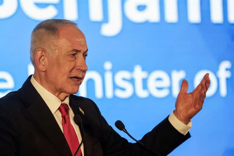  Israeli Prime Minister Benjamin Netanyahu gestures as he speaks during the Conference of Presidents of Major American Jewish Organisations, in Jerusalem, on Feb 15, 2026.