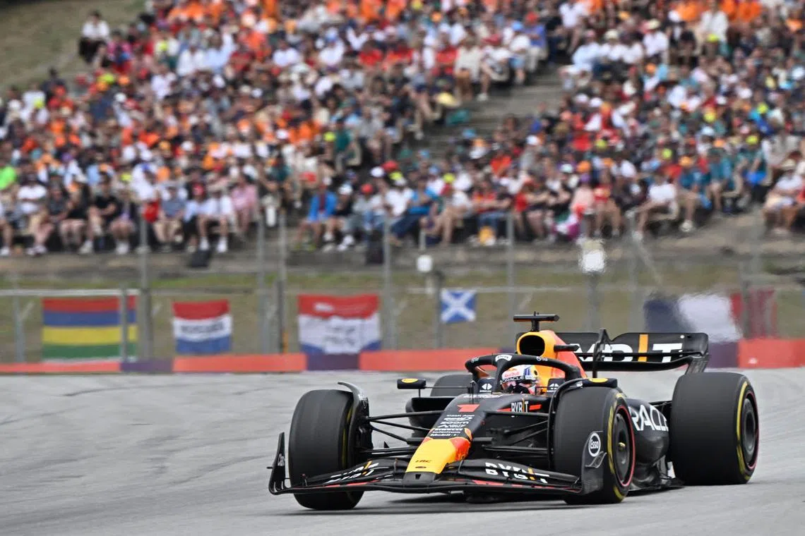 Red Bull's Max Verstappen competes during the Spanish Grand Prix at the Circuit de Catalunya.