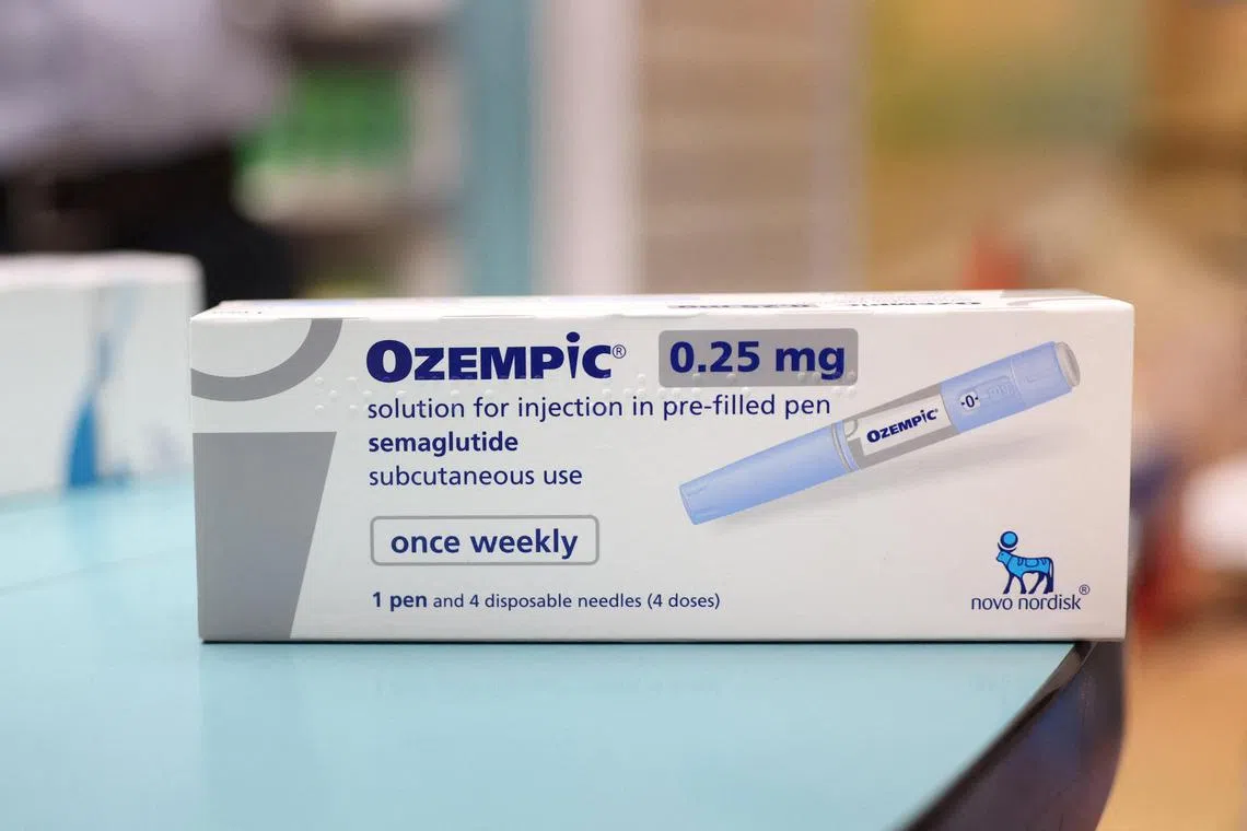 FILE PHOTO: A box of Ozempic made by Novo Nordisk is seen at a pharmacy in London, Britain March 8, 2024. REUTERS/Hollie Adams/File Photo