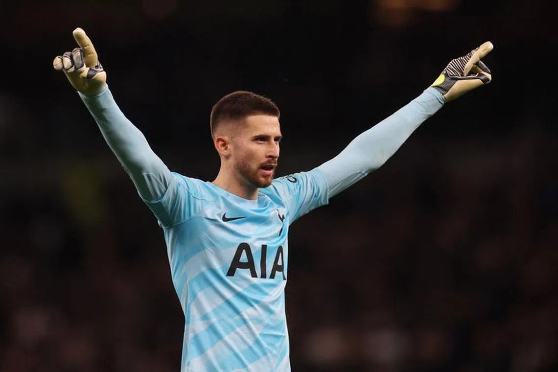 Soccer Football - Premier League - Tottenham Hotspur v Everton - Tottenham Hotspur Stadium, London, Britain - December 23, 2023 Tottenham Hotspur's Guglielmo Vicario celebrates after the match Action Images via Reuters/Paul Childs