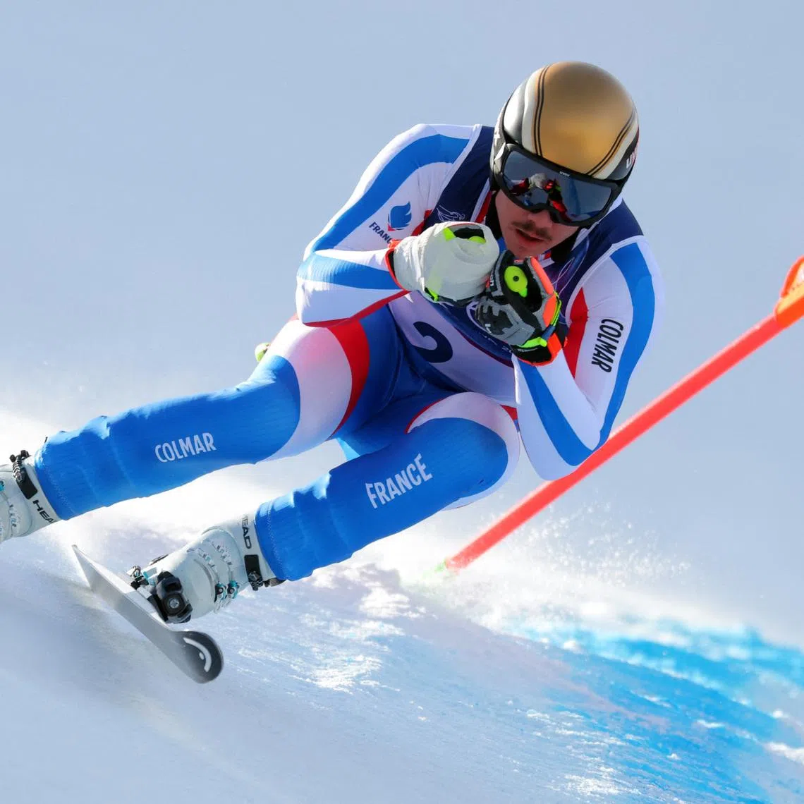 Milano Cortina 2026 Olympics - Alpine Skiing - Men's Downhill Training - Stelvio Ski Centre, Bormio, Italy - February 05, 2026 France's Nils Alphand during training REUTERS/Denis Balibouse