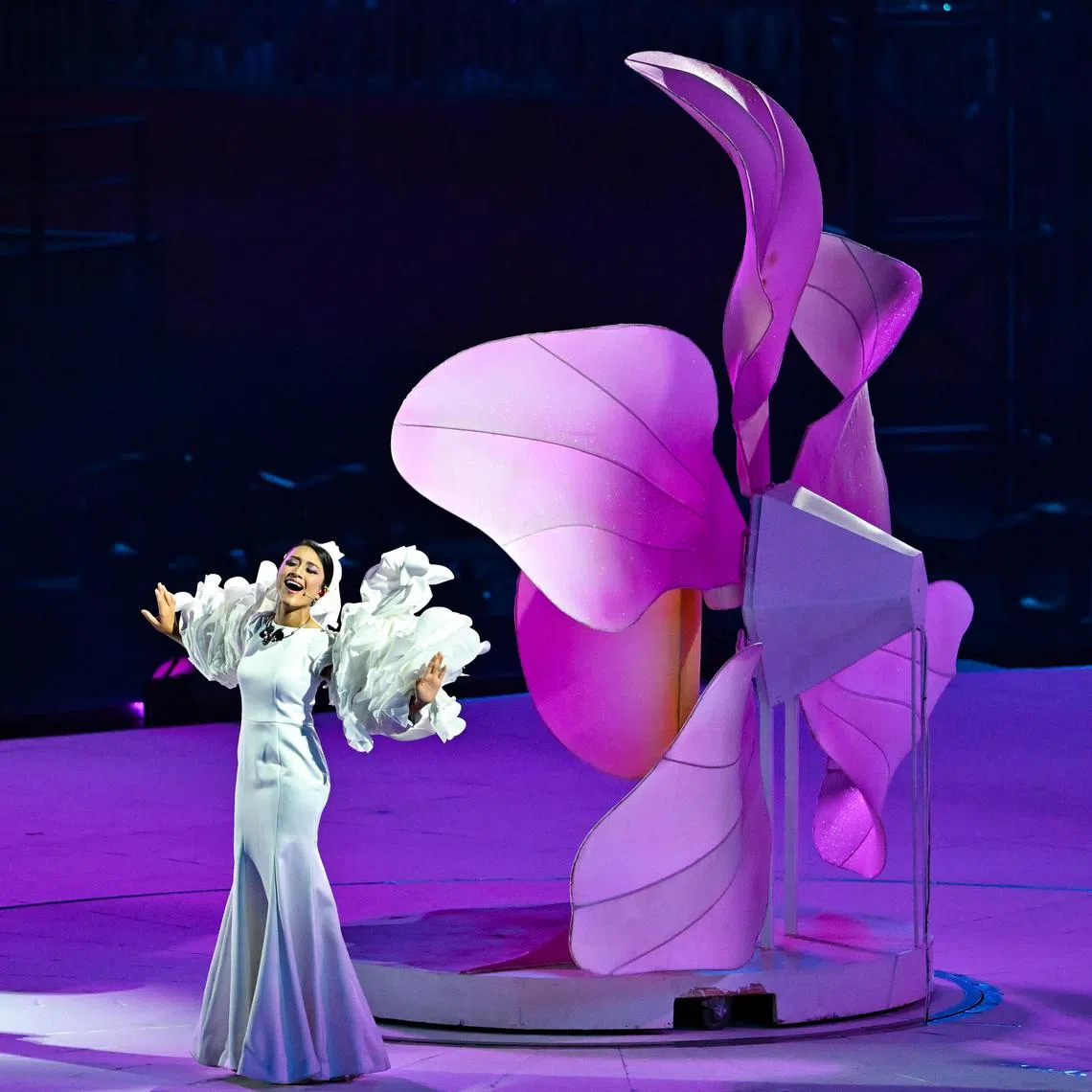 ST20240803-202468400320-Lim Yaohui-pixndp2024/

Singer Amni Musfirah (with Flower stage) during The National Day Parade 2024 (NDP 2024) Preview 2, held at the Padang on Aug 3, 2024.

(ST PHOTO: LIM YAOHUI)