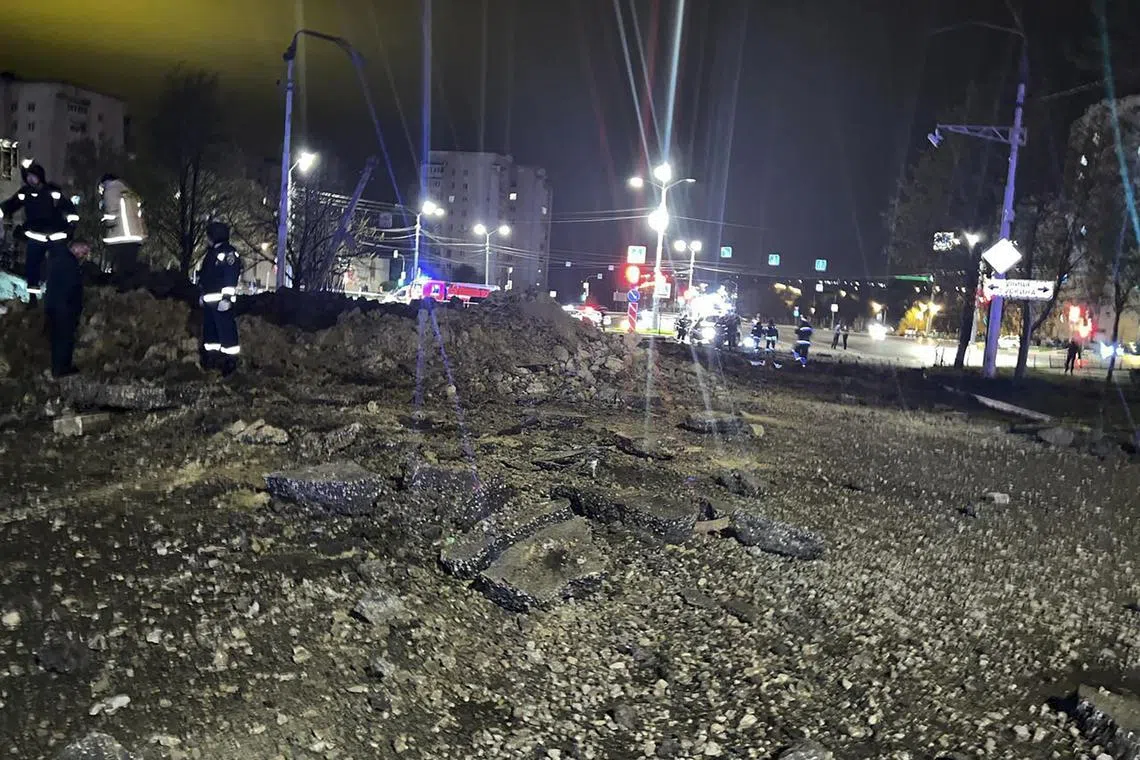 Video footage from the site showed piles of concrete on the street, several damaged cars and a building with broken windows.