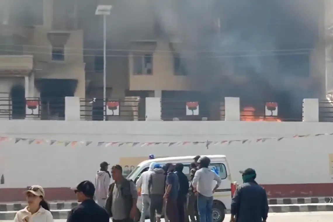 The Bharatiya Janata Party office was among the buildings vandalised and set on fire, according to media reports.
