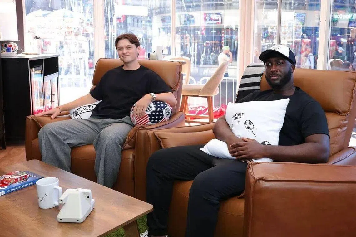 Digital content creators Austin Franklin (left) and Kevin Akoto were picked out thousands of applicants for the role of “Chief World Cup Watcher”.